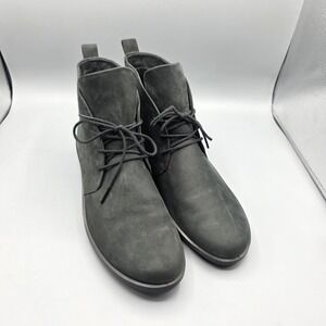 ECCO Chukka Boots Womens 40 Black Leather Wedge Heel Booties Comfort Casual